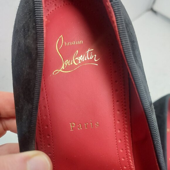 CHRISTIAN LOUBOUTIN Black Dandelion Strass Suede Logo Loafer